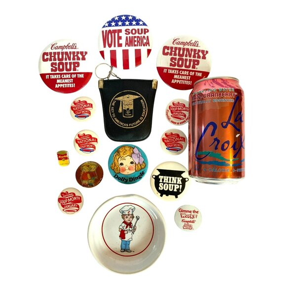 Campbells Soup Vintage Buttons Pin Ashtray Dolly Dingle RARE! 1 of a KIND! - Picture 7 of 7